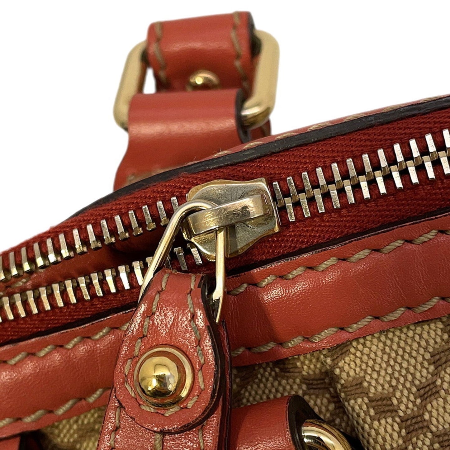 Gucci Diamante Pink Beige Canvas Leather Handbag Shoulder Bag ( )