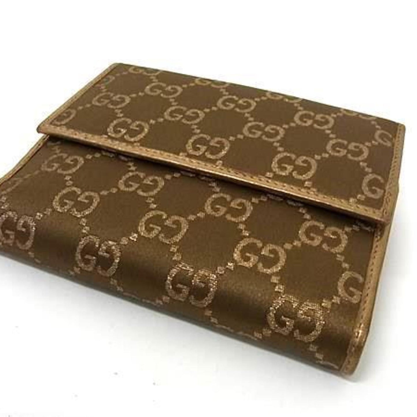Gucci Gold Brown Canvas Leather Wallet (Bi-Fold) ( )