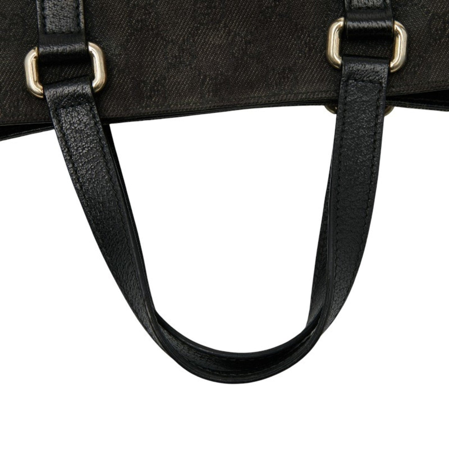 Gucci Black Canvas Leather Shoulder Bag Tote Bag ( )