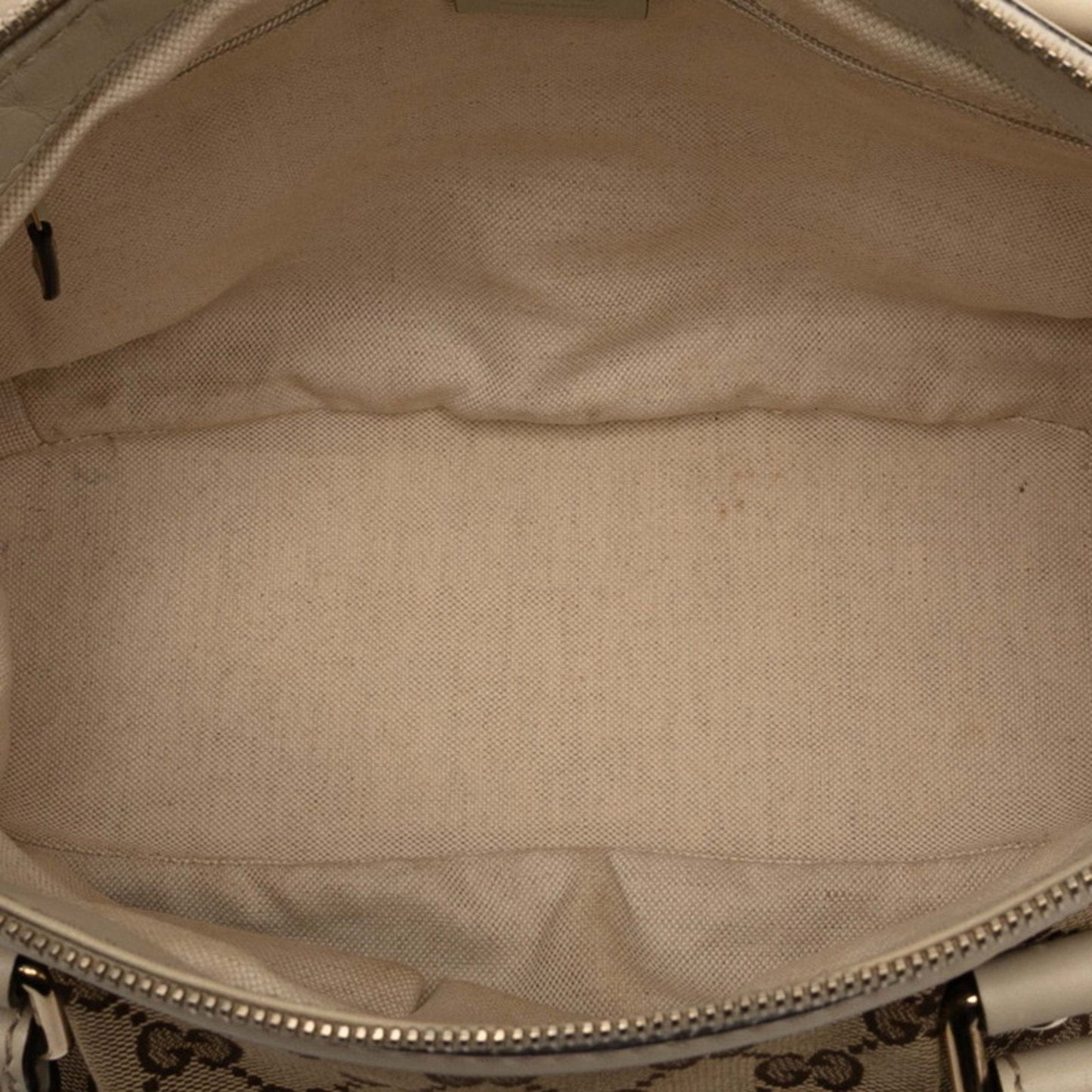 Gucci Beige White Canvas Leather Handbag Shoulder Bag ( )