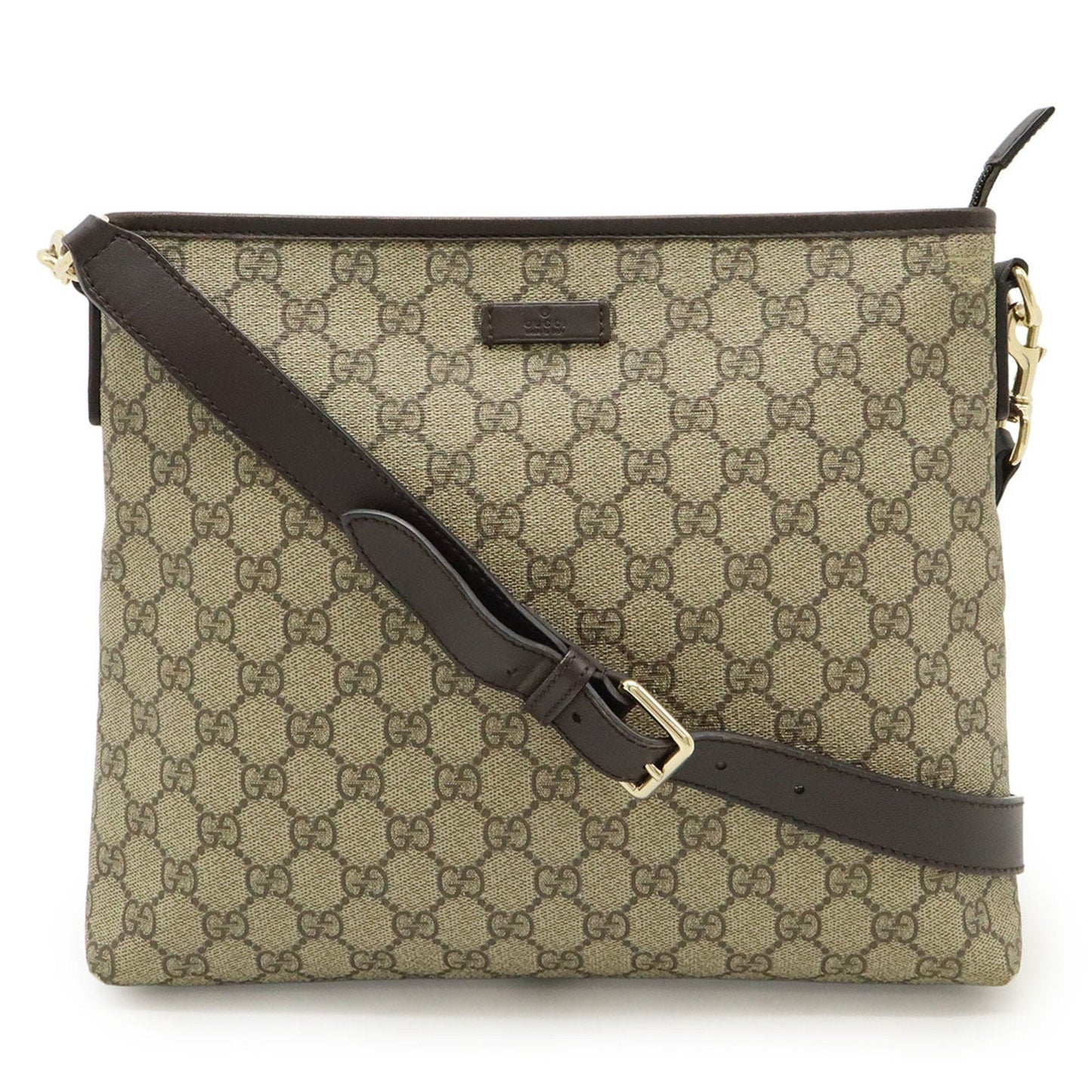 Gucci Beige Dark Brown Gg Supreme Leather Shoulder Bag ( )