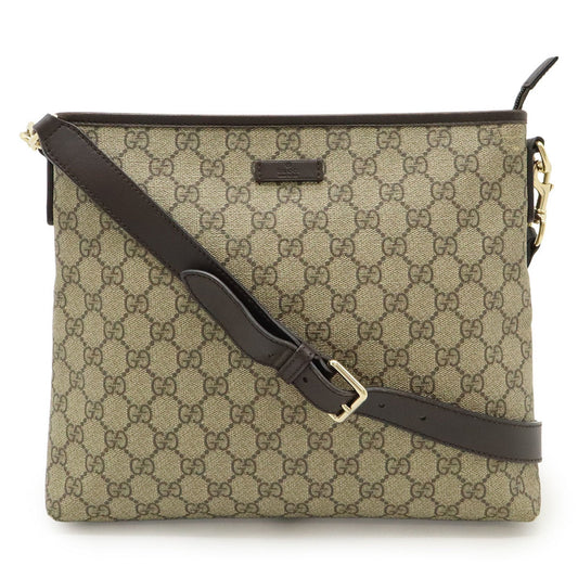 Gucci Beige Dark Brown Gg Supreme Leather Shoulder Bag ( )