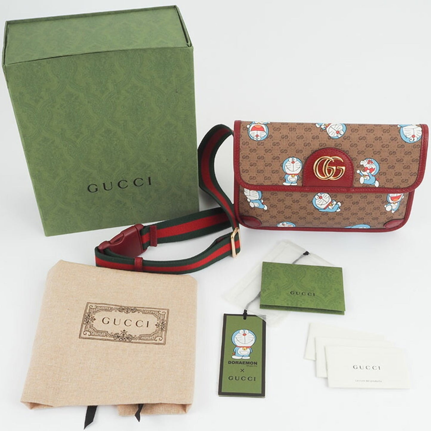 Gucci Beige Bordeaux Pvc Leather Sling Bag ( )
