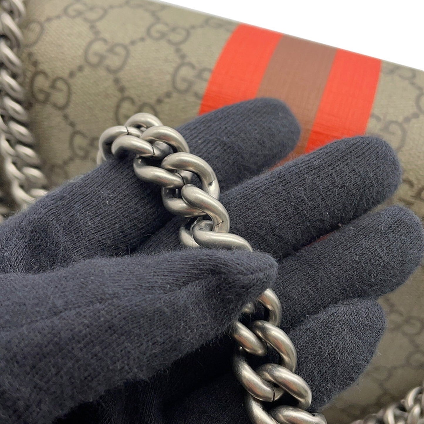 Gucci Beige Green Red Color Leather Gg Supreme Shoulder Bag ( )