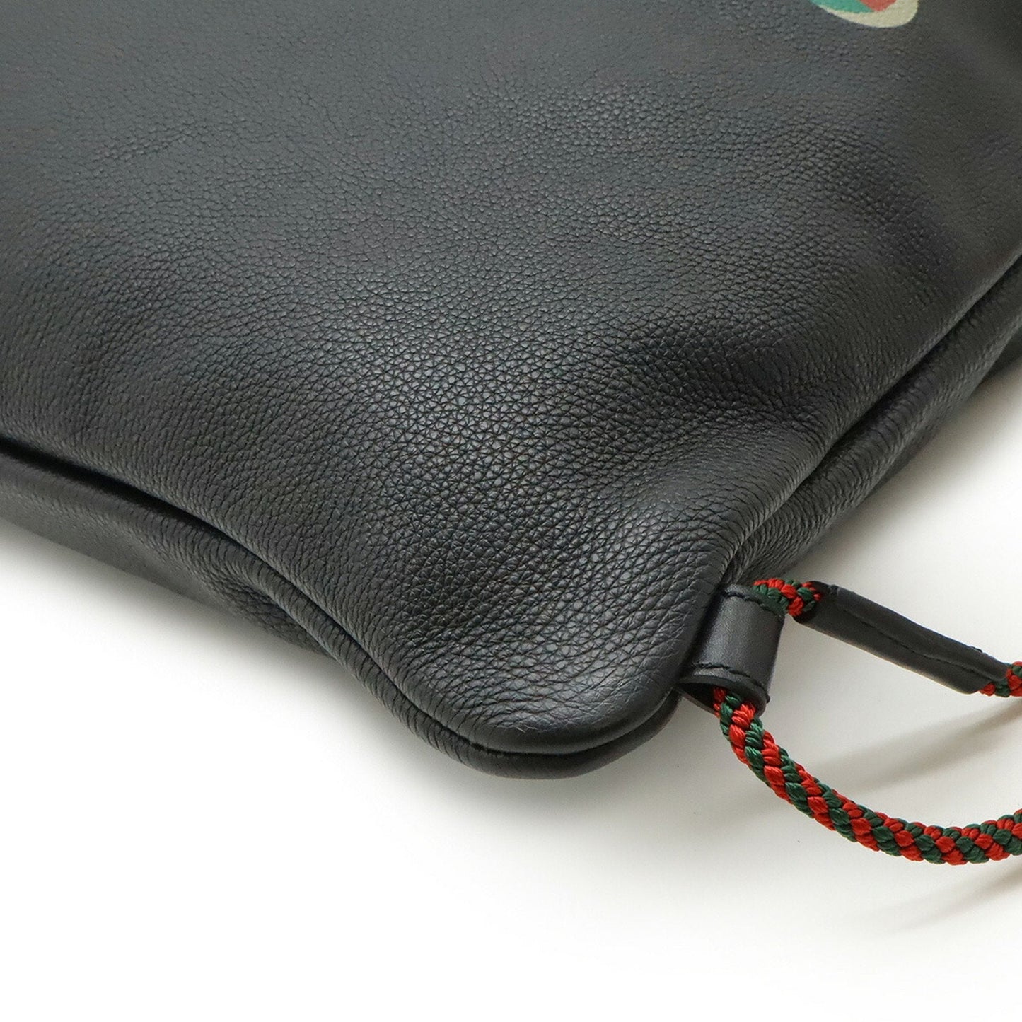 Gucci Black Green Red Color Leather Backpack Tote Bag ( )