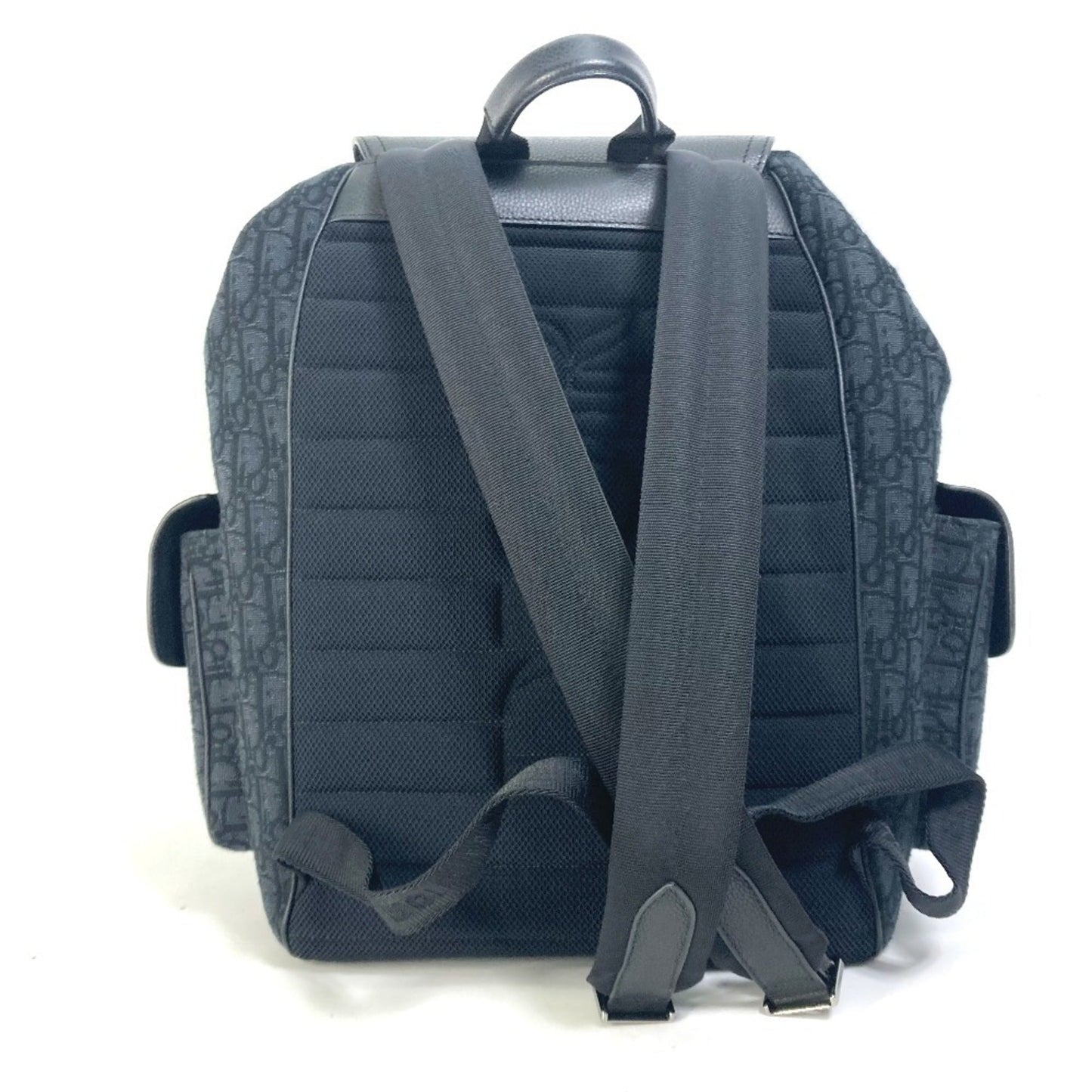Christian Dior Black Navy Canvas Leather Backpack ()