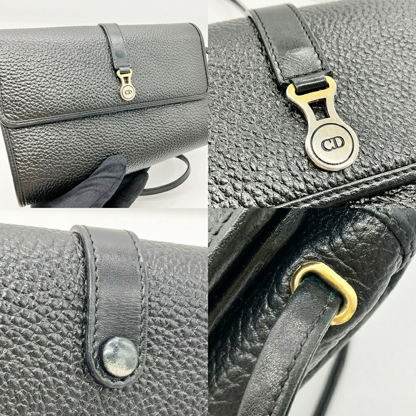 Christian Dior Black Leather Pochette Shoulder Bag ()