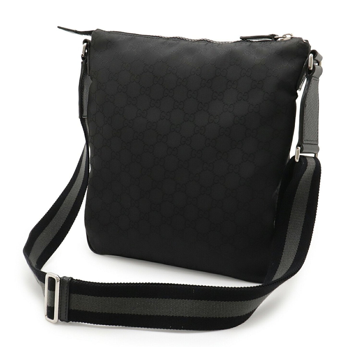 Gucci Black Gray Nylon Leather Shoulder Bag ( )