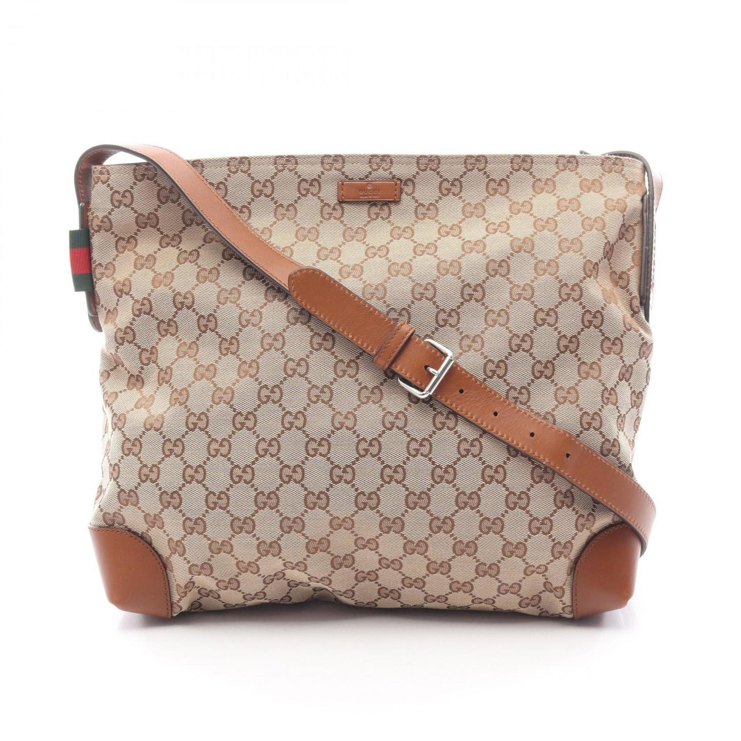 Gucci Beige Brown Canvas Leather Shoulder Bag ( )