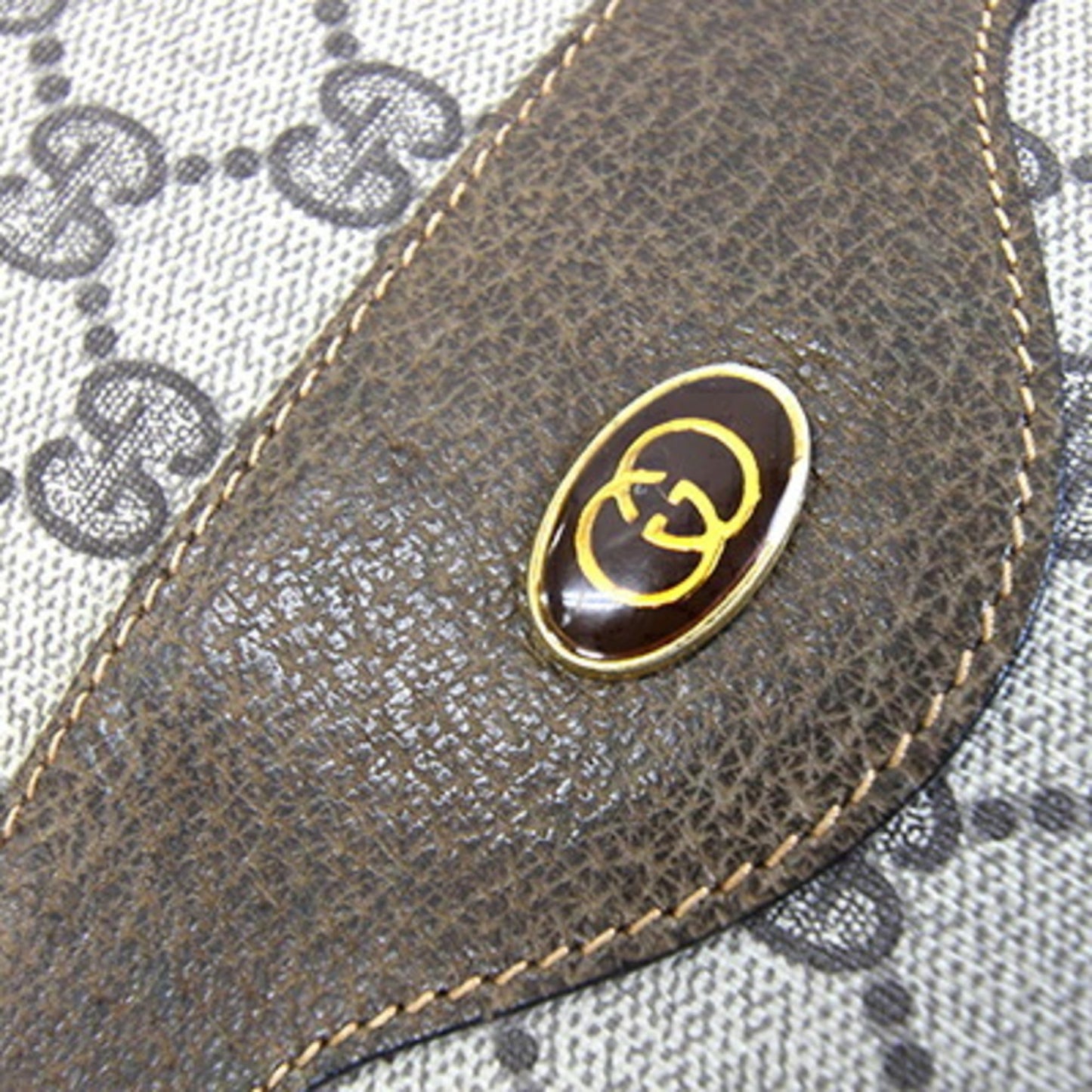 Gucci Beige Pvc Leather Canvas Tote Bag ( )