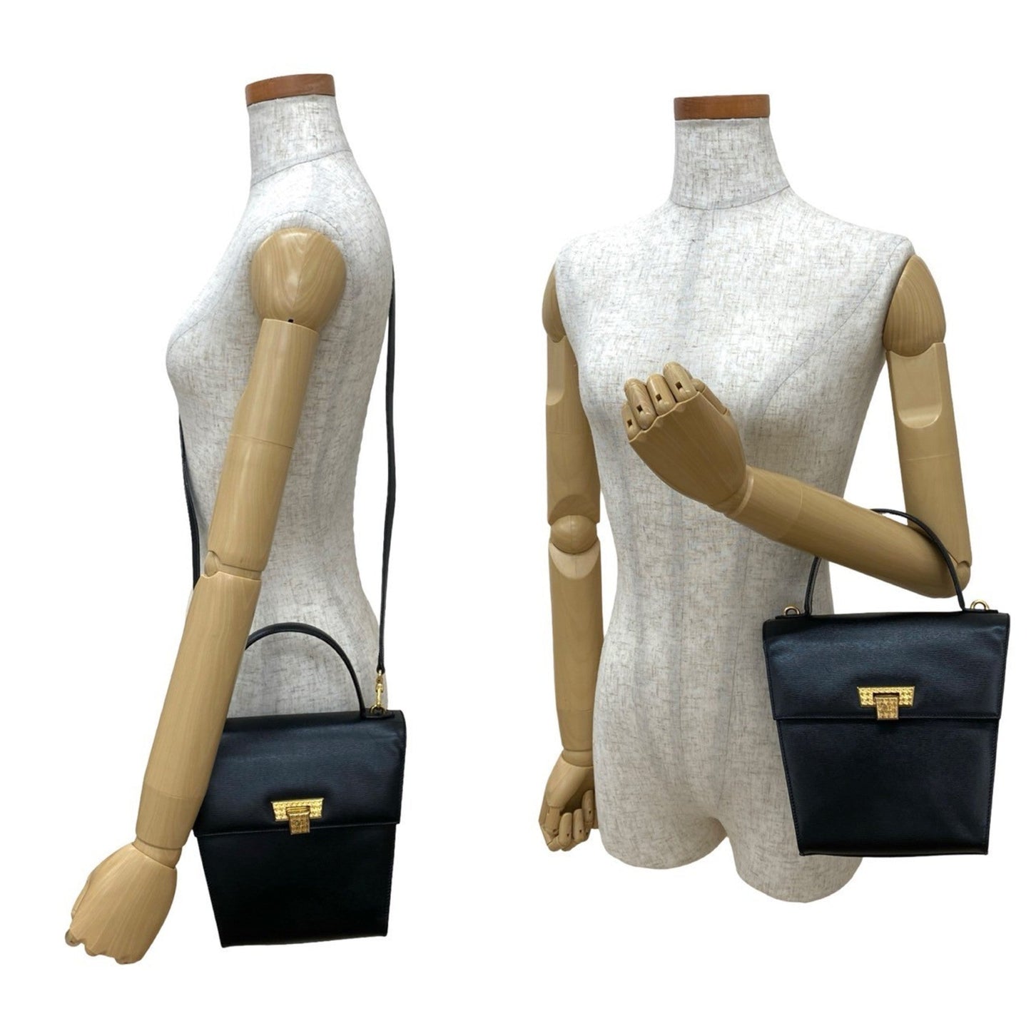 Christian Dior Black Leather Handbag Shoulder Bag ()