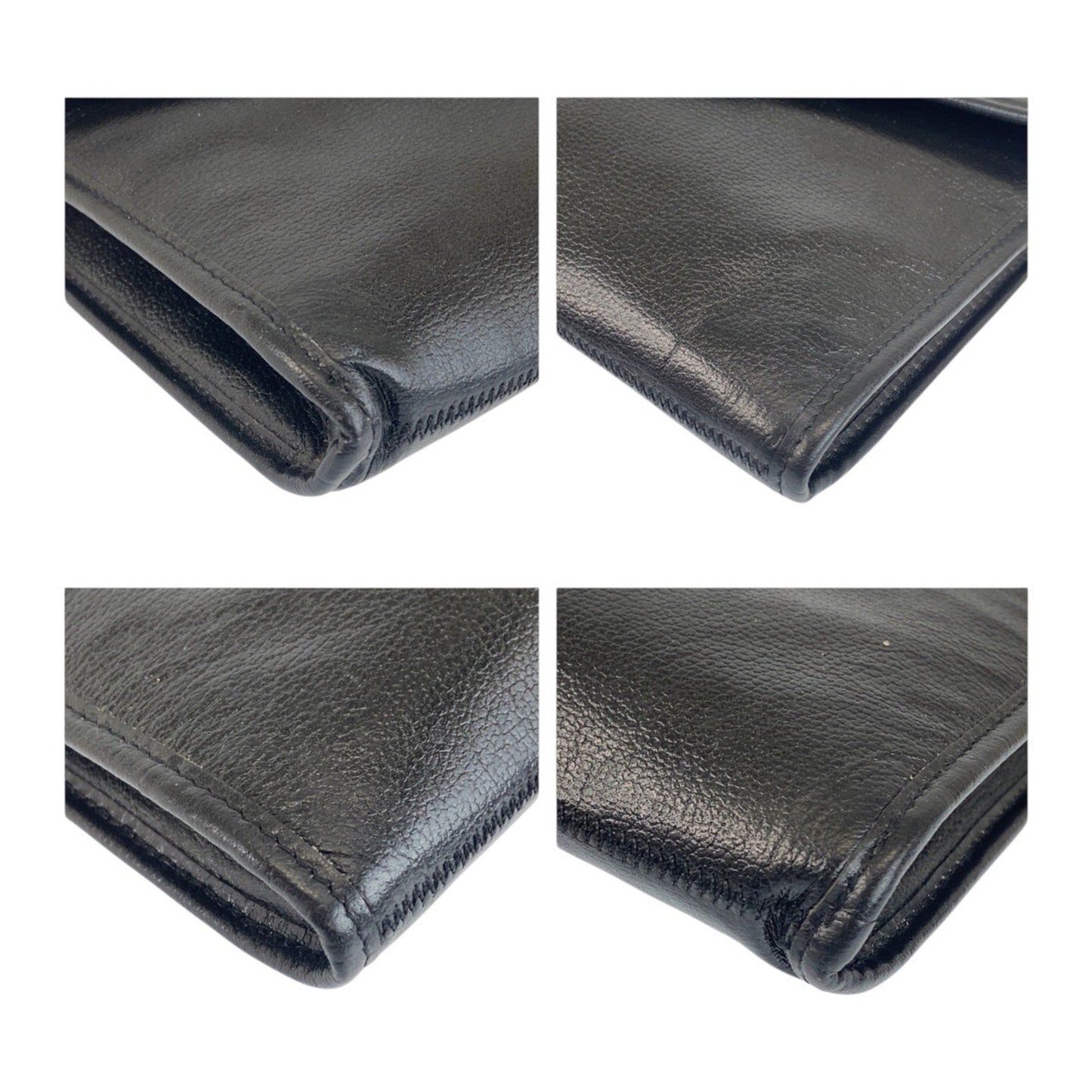 Christian Dior Black Leather Clutch Bag Shoulder Bag ()