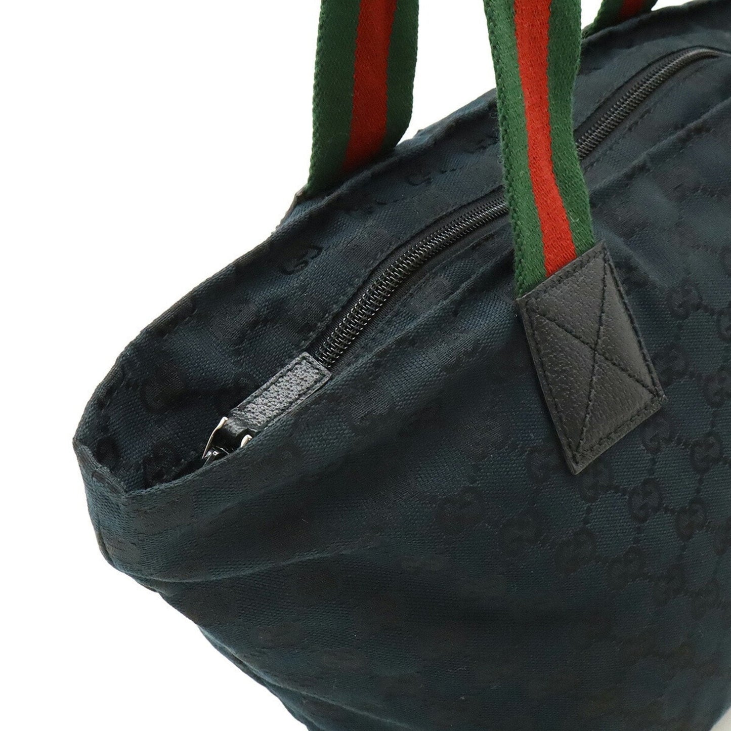 Gucci Black Green Red Color Canvas Leather Shoulder Bag Tote Bag ( )