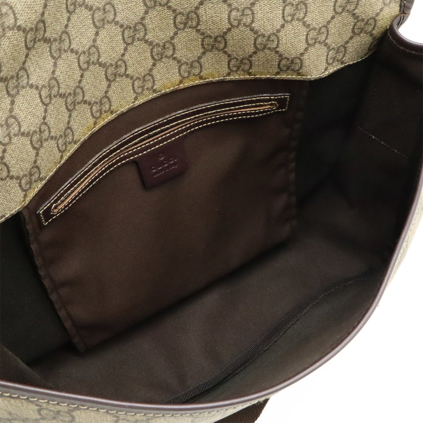 Gucci Beige Dark Brown Gg Supreme Leather Shoulder Bag ( )