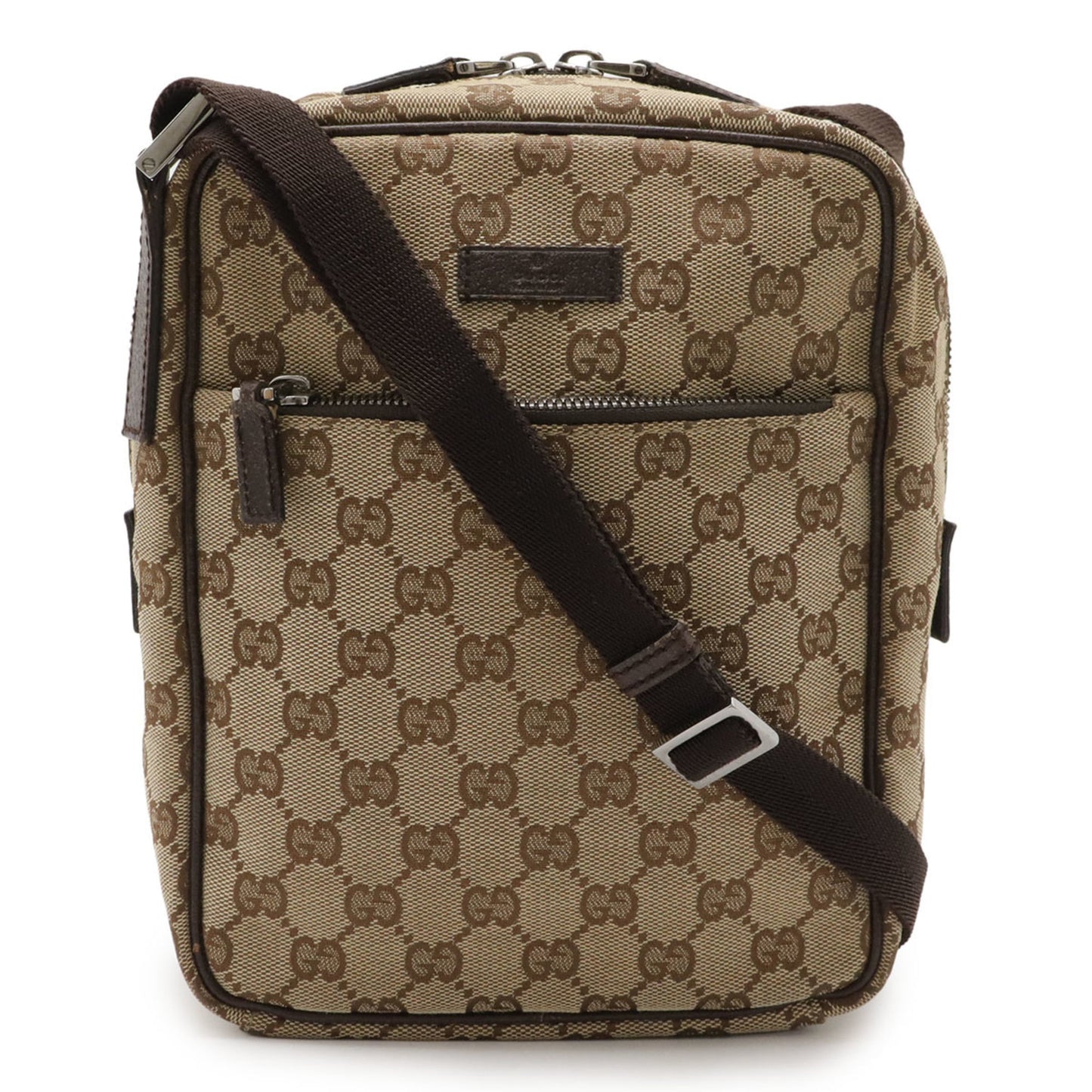 Gucci Beige Brown Dark Brown Khaki Gg Canvas Pochette Shoulder Bag ( )