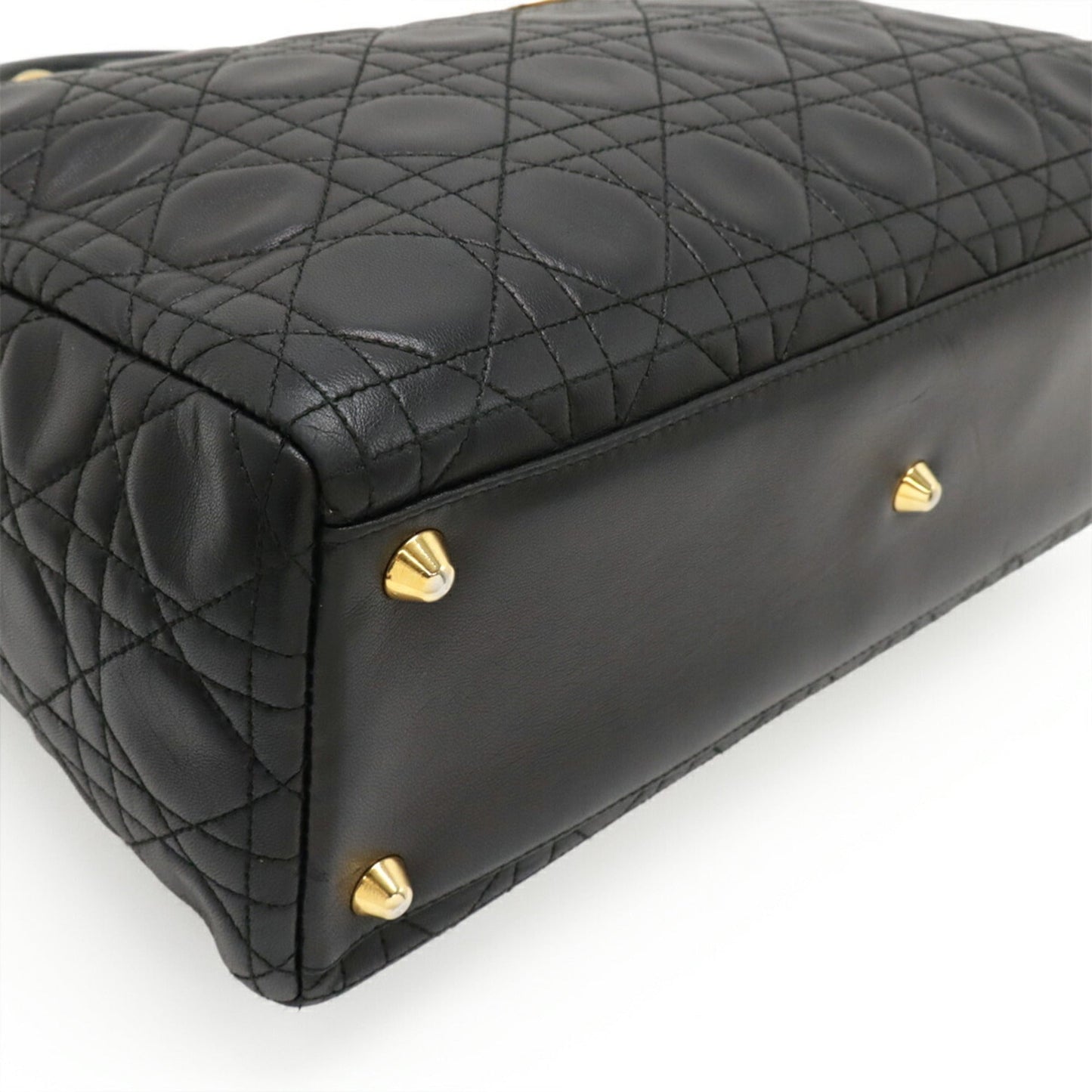 Christian Dior Black Leather Handbag Tote Bag ()