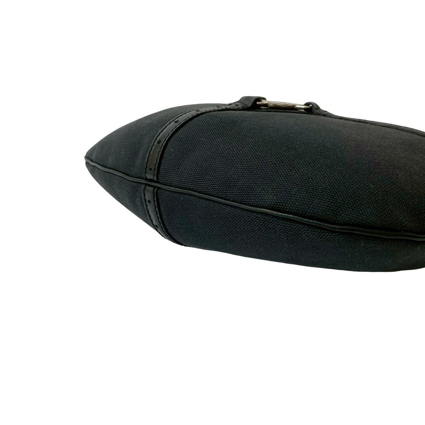 Gucci Black Leather Canvas Handbag Shoulder Bag ( )