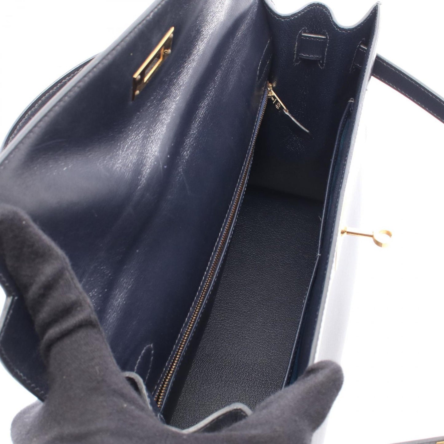 Hermes Navy Box Calf Leather Handbag ( )