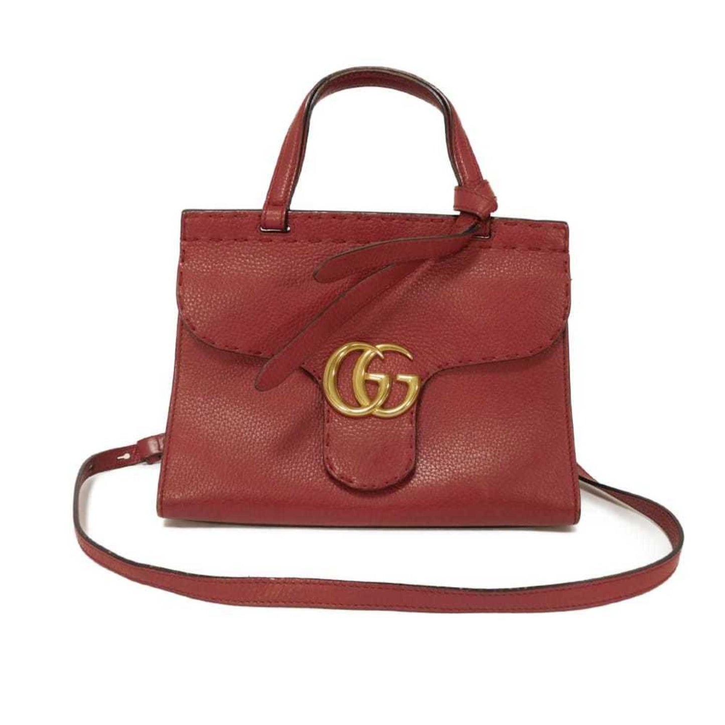 Gucci Gg Marmont Red Color Leather Handbag Shoulder Bag ( )