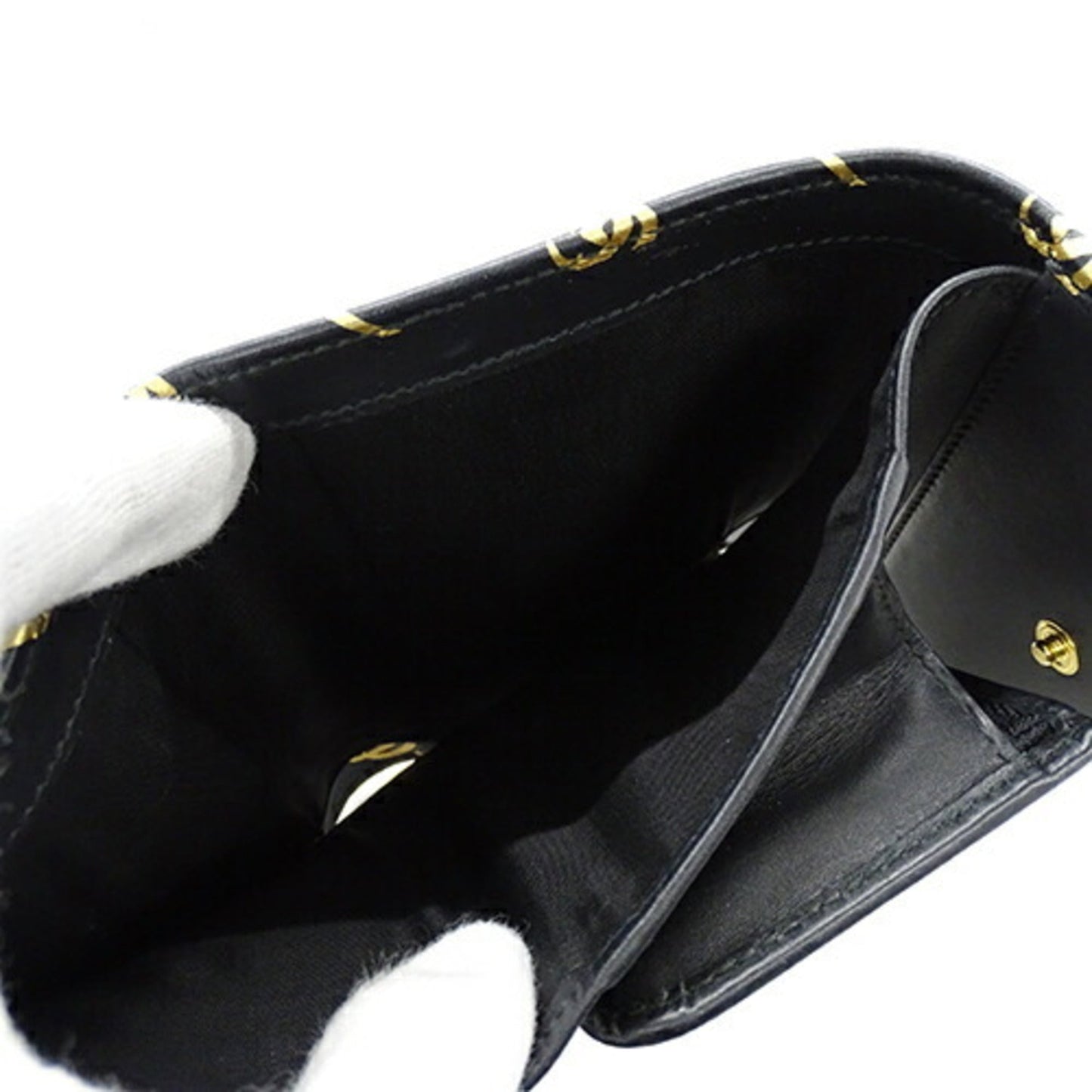 Gucci Gold Black Leather Wallet (Tri-Fold) ( )