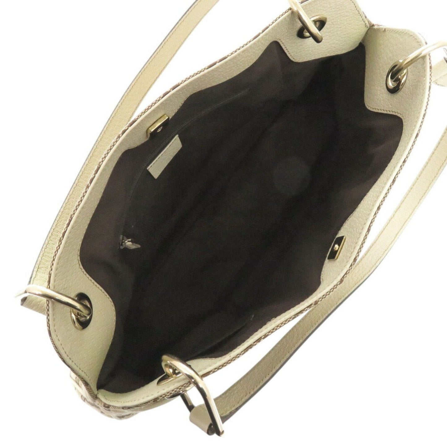 Gucci Beige White Gg Canvas Leather Tote Bag ( )