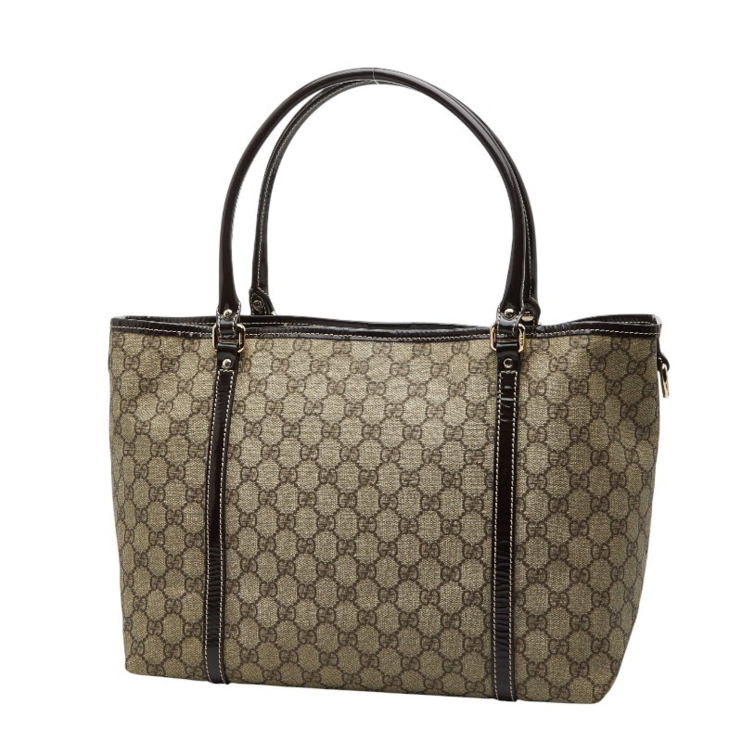 Gucci Beige Brown Pvc Leather Handbag Tote Bag ( )