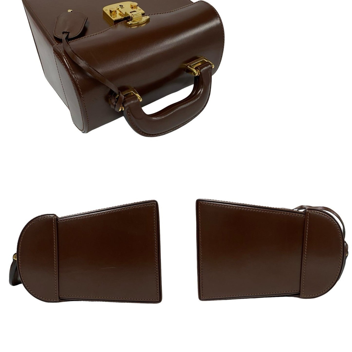 Gucci Brown Leather Handbag Tote Bag ( )