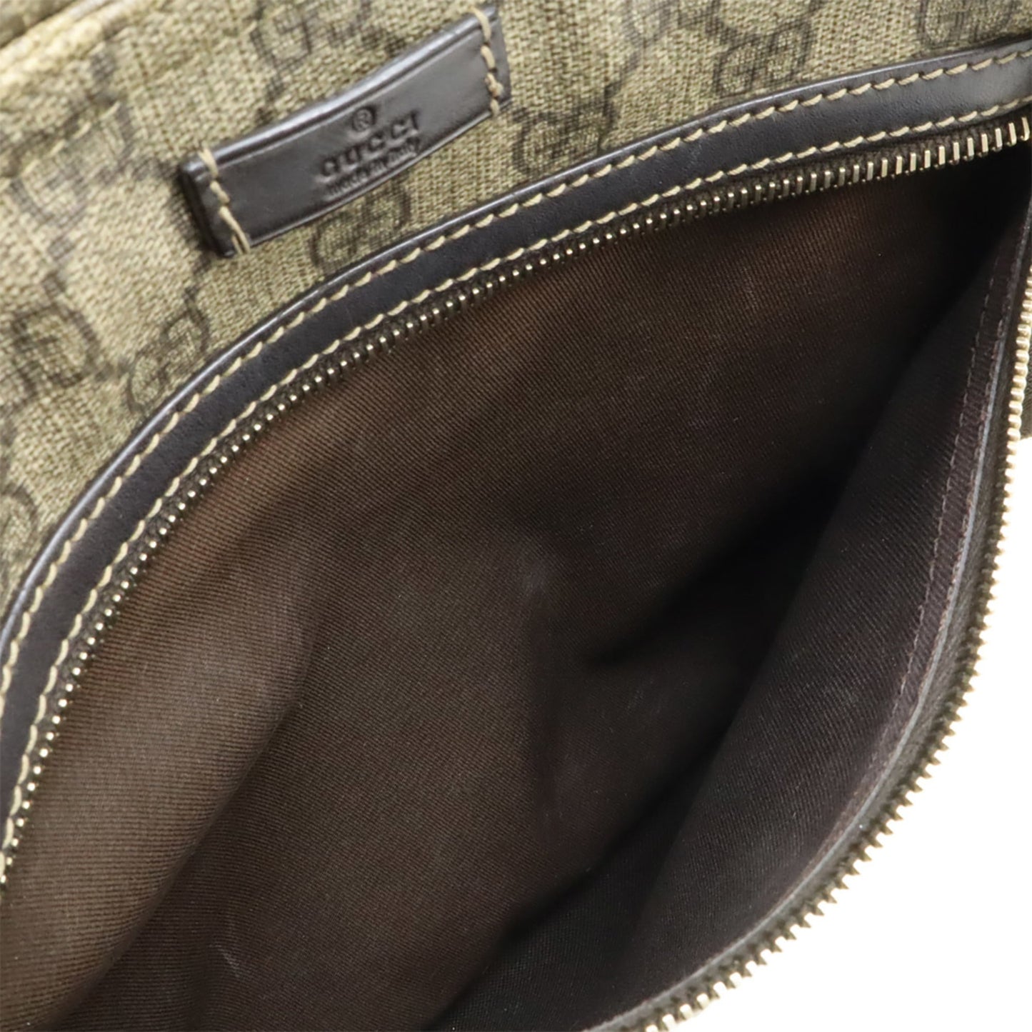 Gucci Beige Brown Dark Brown Khaki Gg Supreme Canvas Leather Shoulder Bag ( )