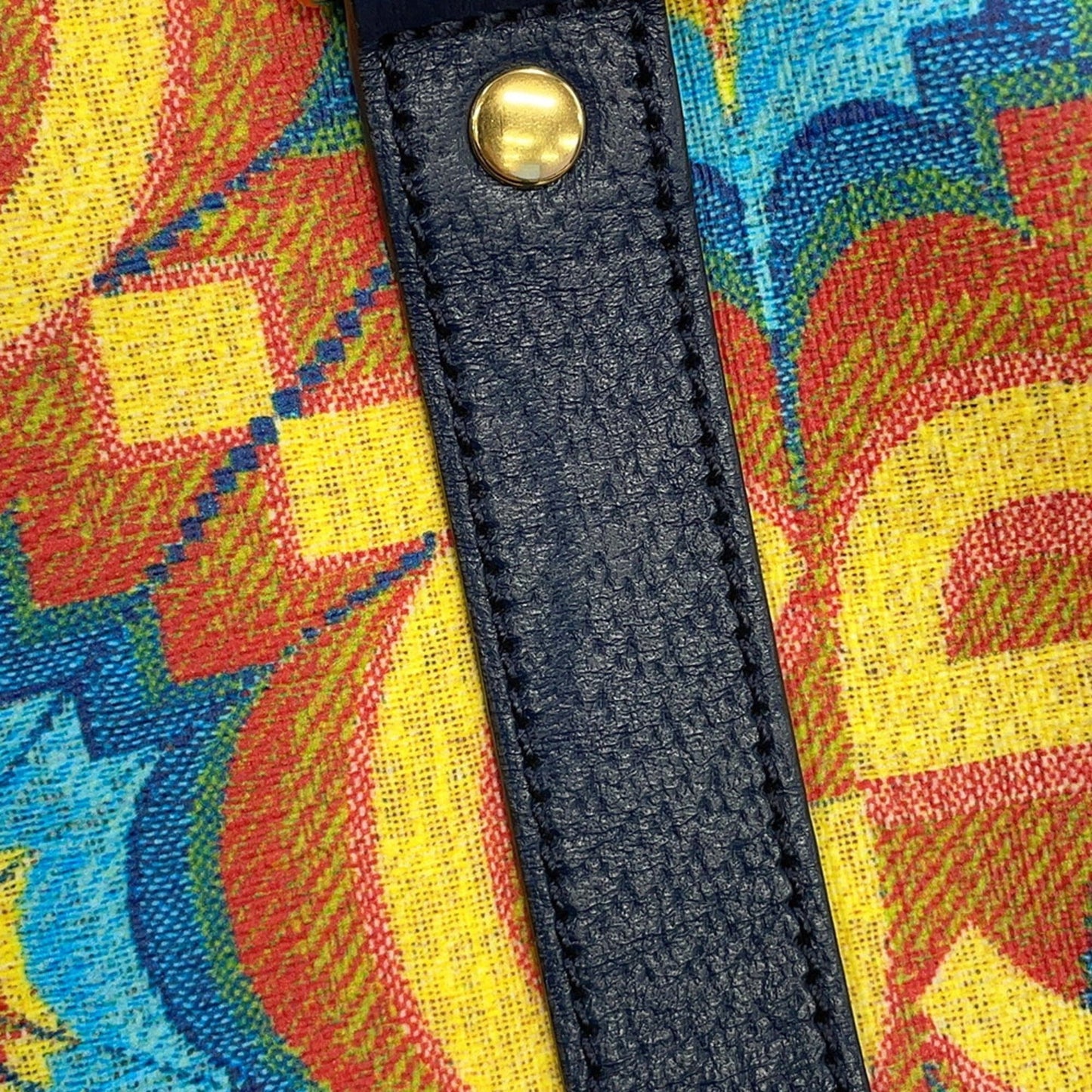 Gucci Navy Yellow Pvc Leather Boston Bag ( )