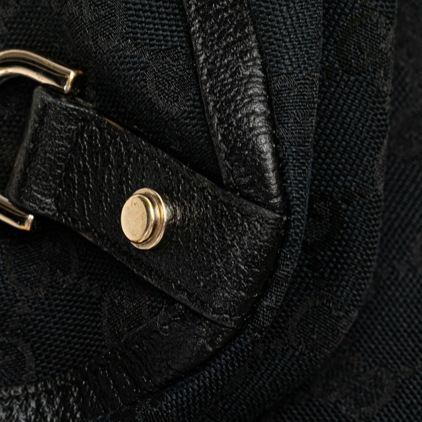 Gucci Gg Canvas Black Canvas Leather Handbag Tote Bag ( )
