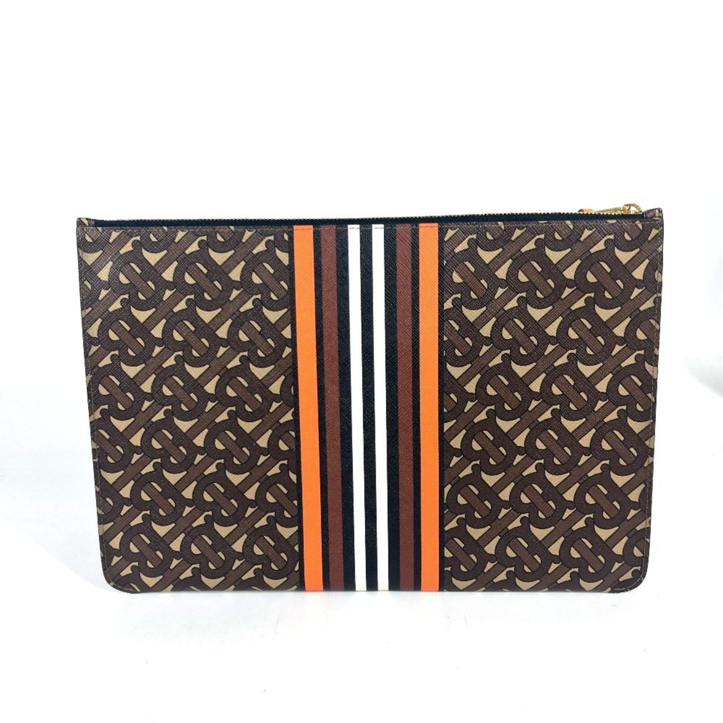 Burberry Brown Orange Leather Clutch Bag Pouch ( )