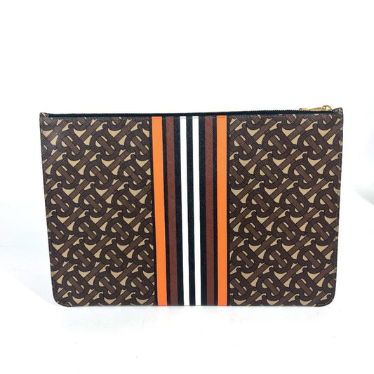 Burberry Brown Orange Leather Clutch Bag Pouch ( )
