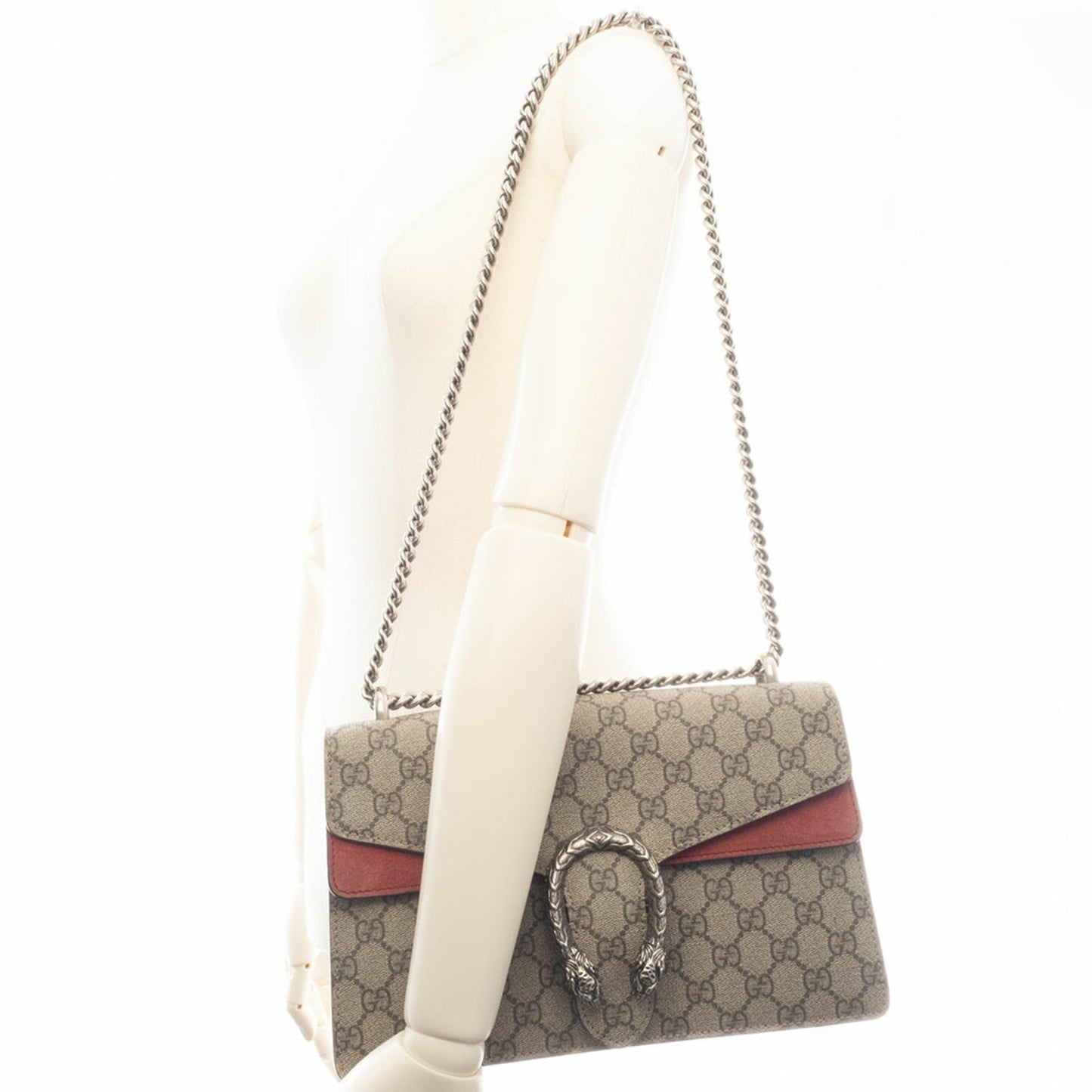 Gucci Beige Red Color Gg Supreme Leather Shoulder Bag ( )