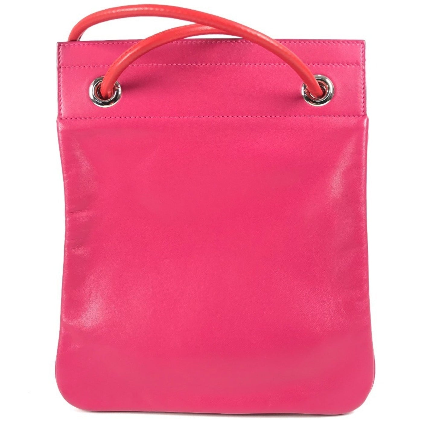Hermes Pink Red Color Leather Pochette Shoulder Bag ( )