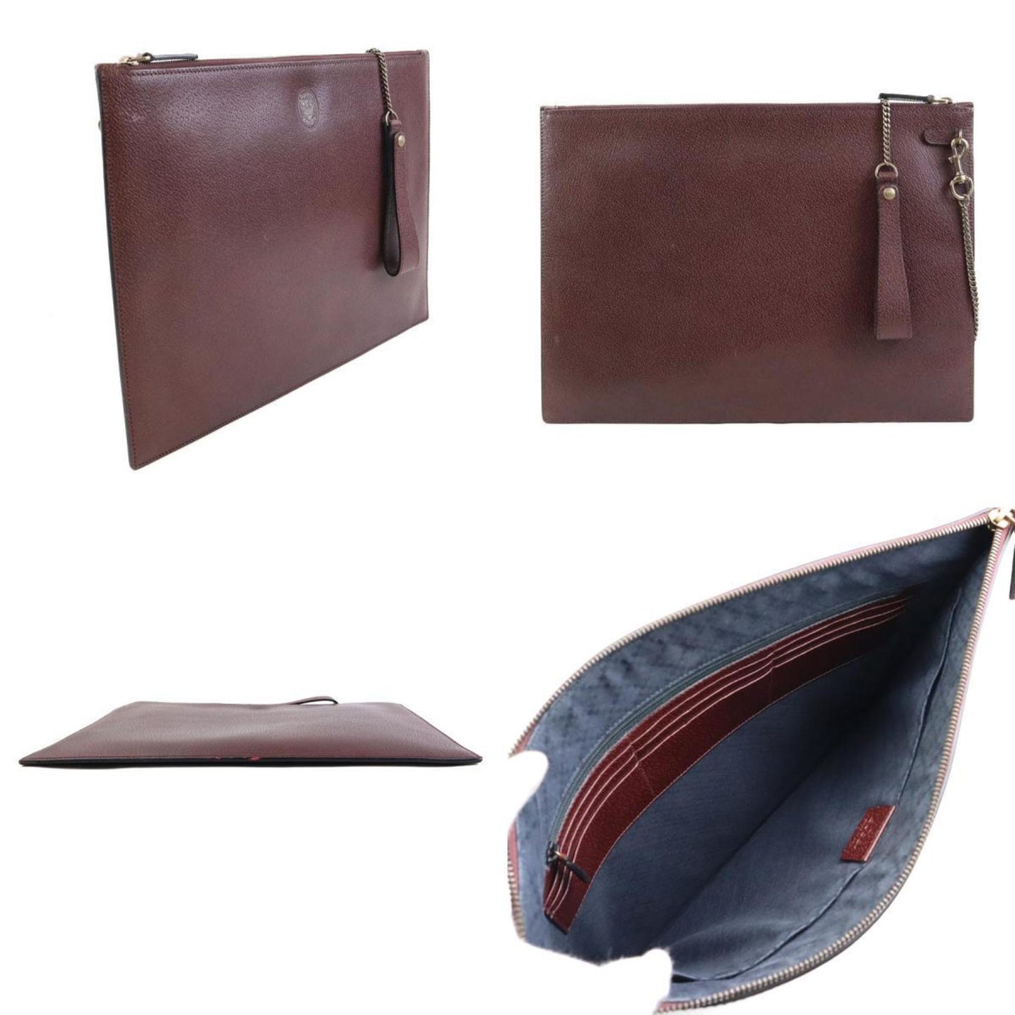 Gucci Bordeaux Leather Clutch Bag ( )