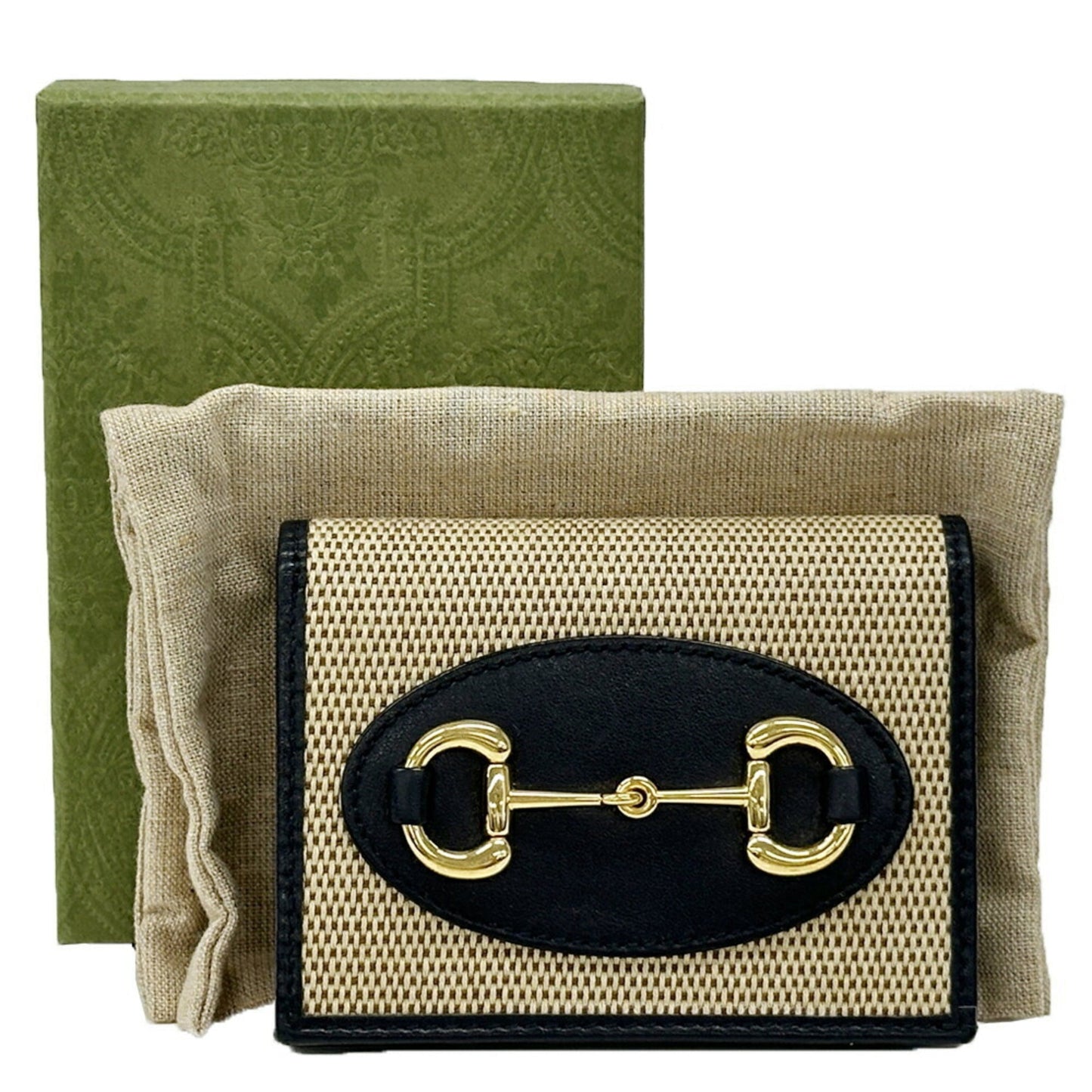 Gucci Beige Navy Canvas Leather Wallet (Bi-Fold) ( )