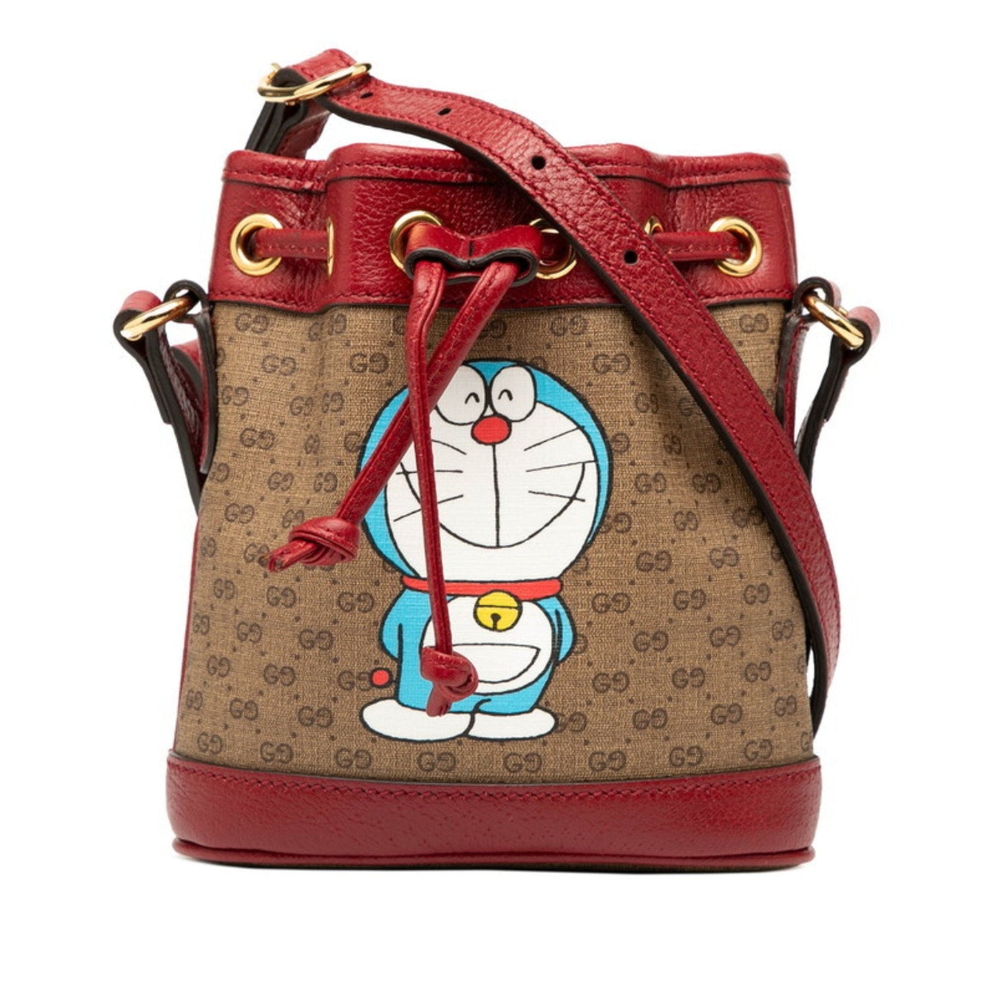 Gucci Brown Red Color Pvc Leather Shoulder Bag ( )