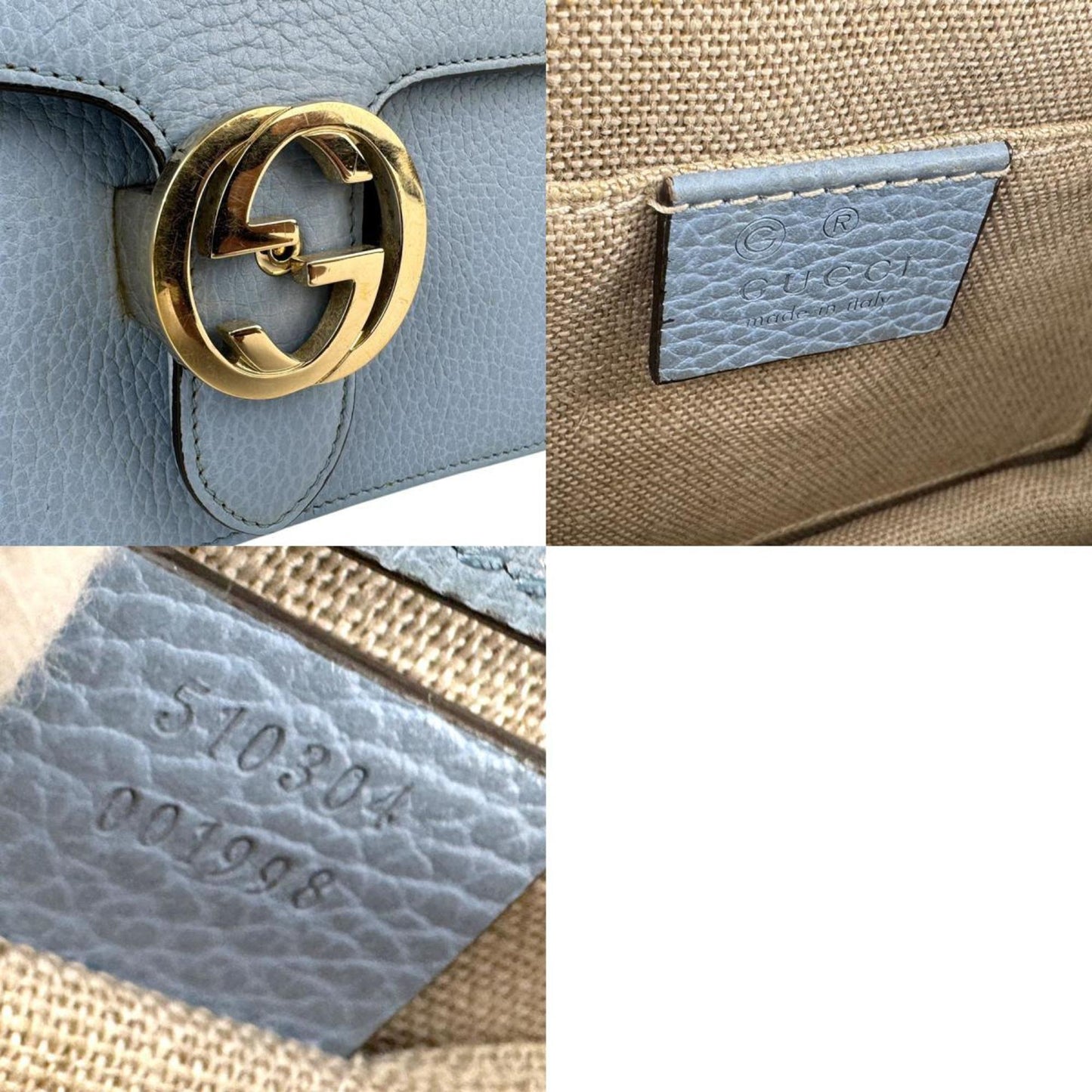 Gucci Light Blue Leather Shoulder Bag ( )