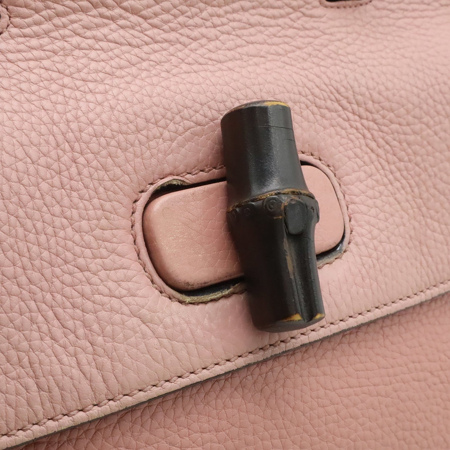 Gucci Pink Bamboo Leather Handbag Shoulder Bag ( )