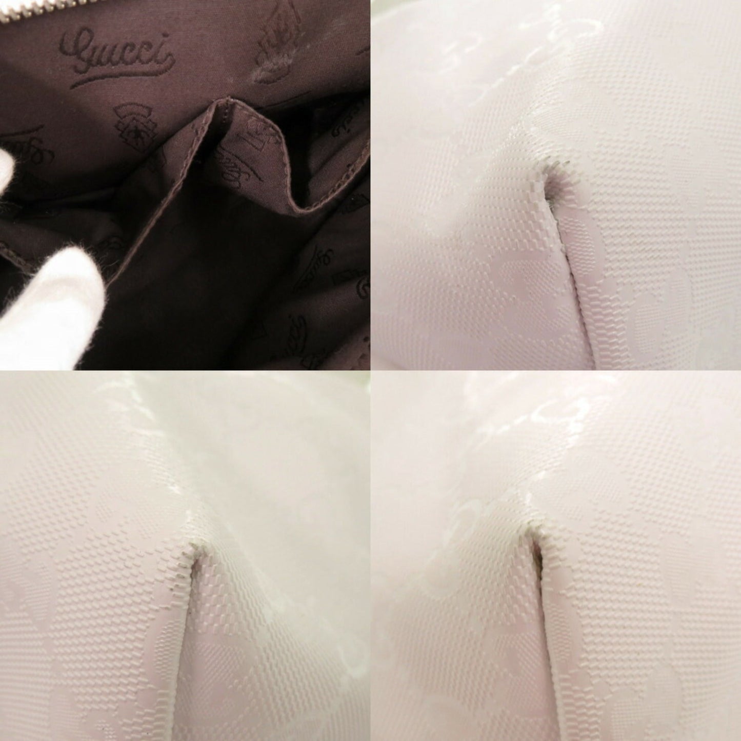 Gucci White Pvc Leather Tote Bag ( )