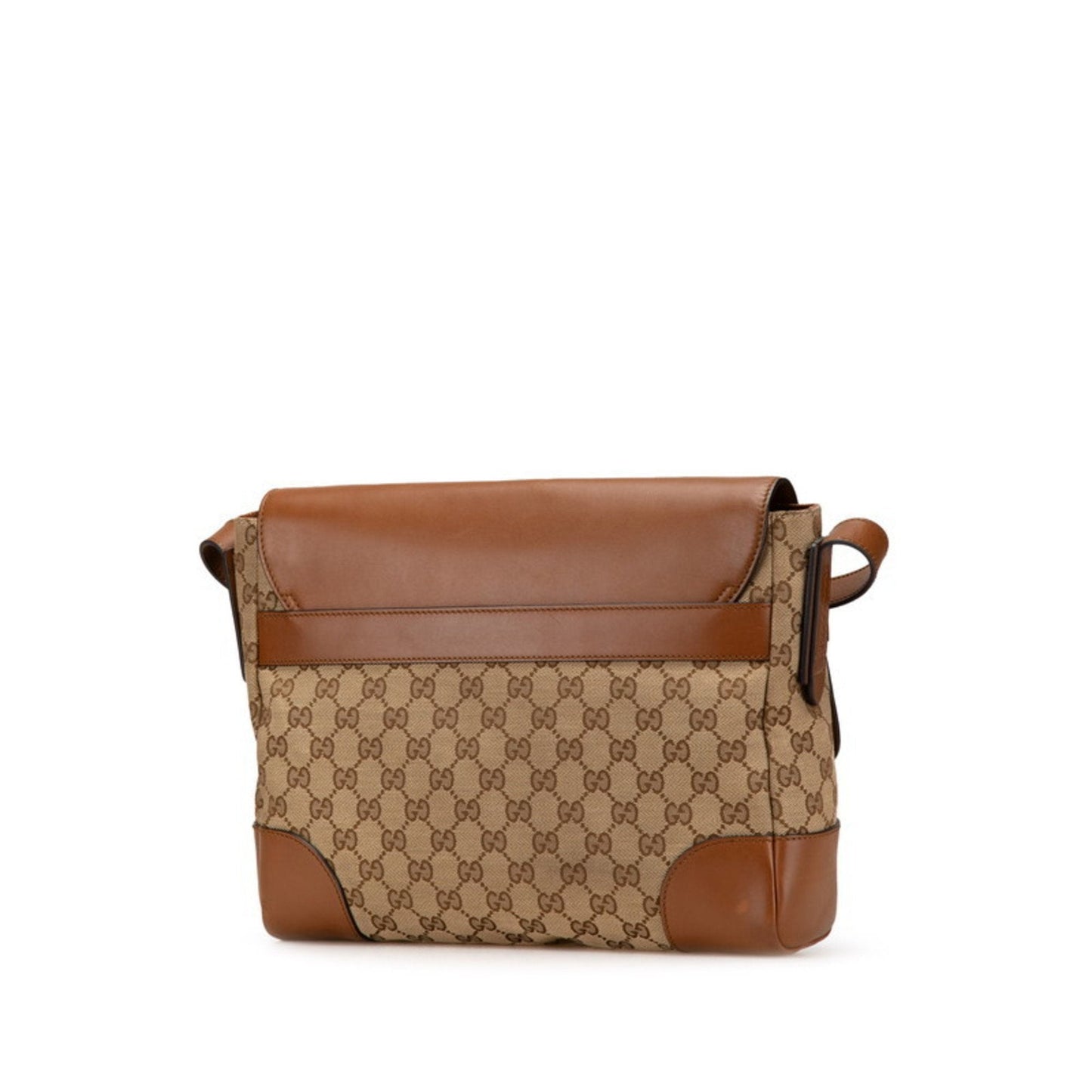 Gucci Beige Brown Canvas Leather Shoulder Bag ( )
