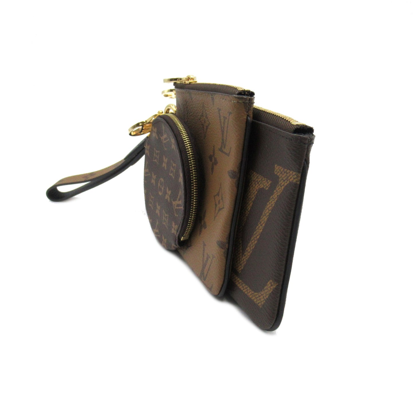 LOUIS VUITTON Pochette trio Brown Monogram / Giant Reverse PVC coated canvas Clutch