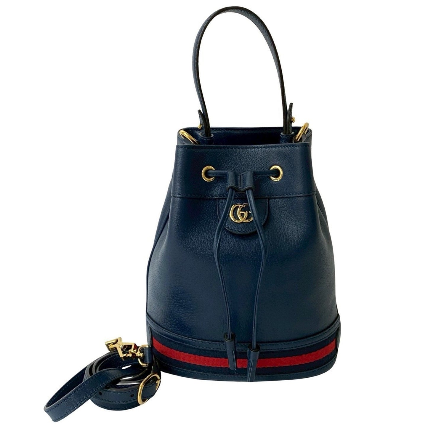Gucci Navy Red Color Leather Shoulder Bag ( )