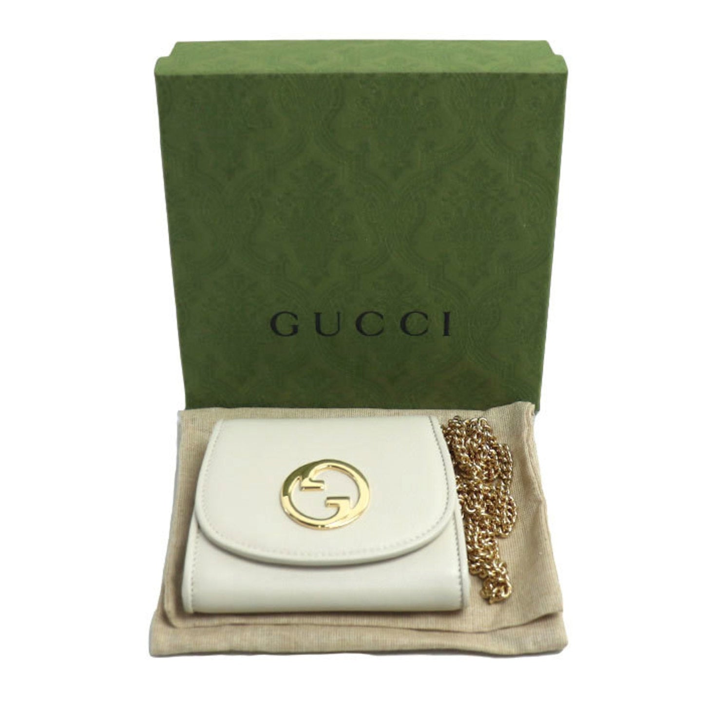 Gucci White Leather Chain/Shoulder Wallet ( )
