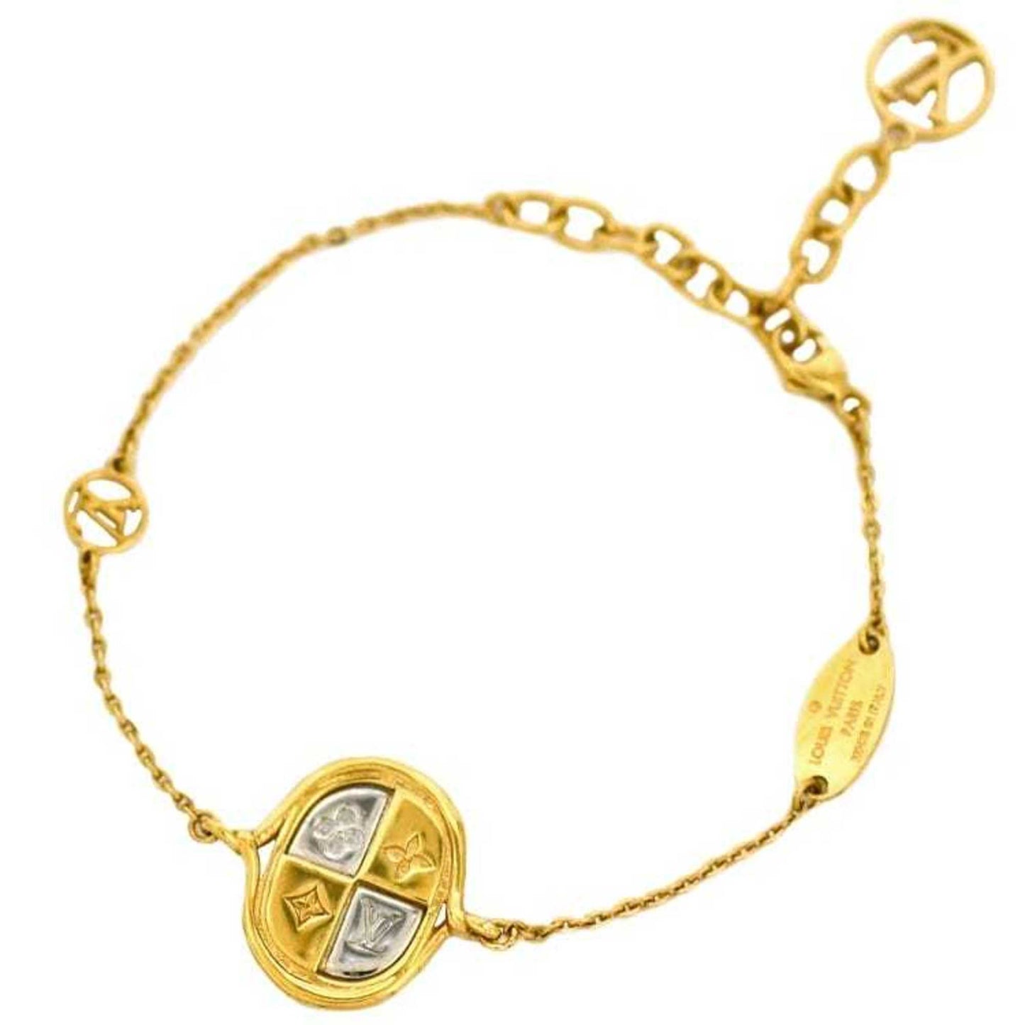 LOUIS VUITTON Bracelet Brasserie Lady Lucky Gold Red Silver M64761 Monogram GP LE0137