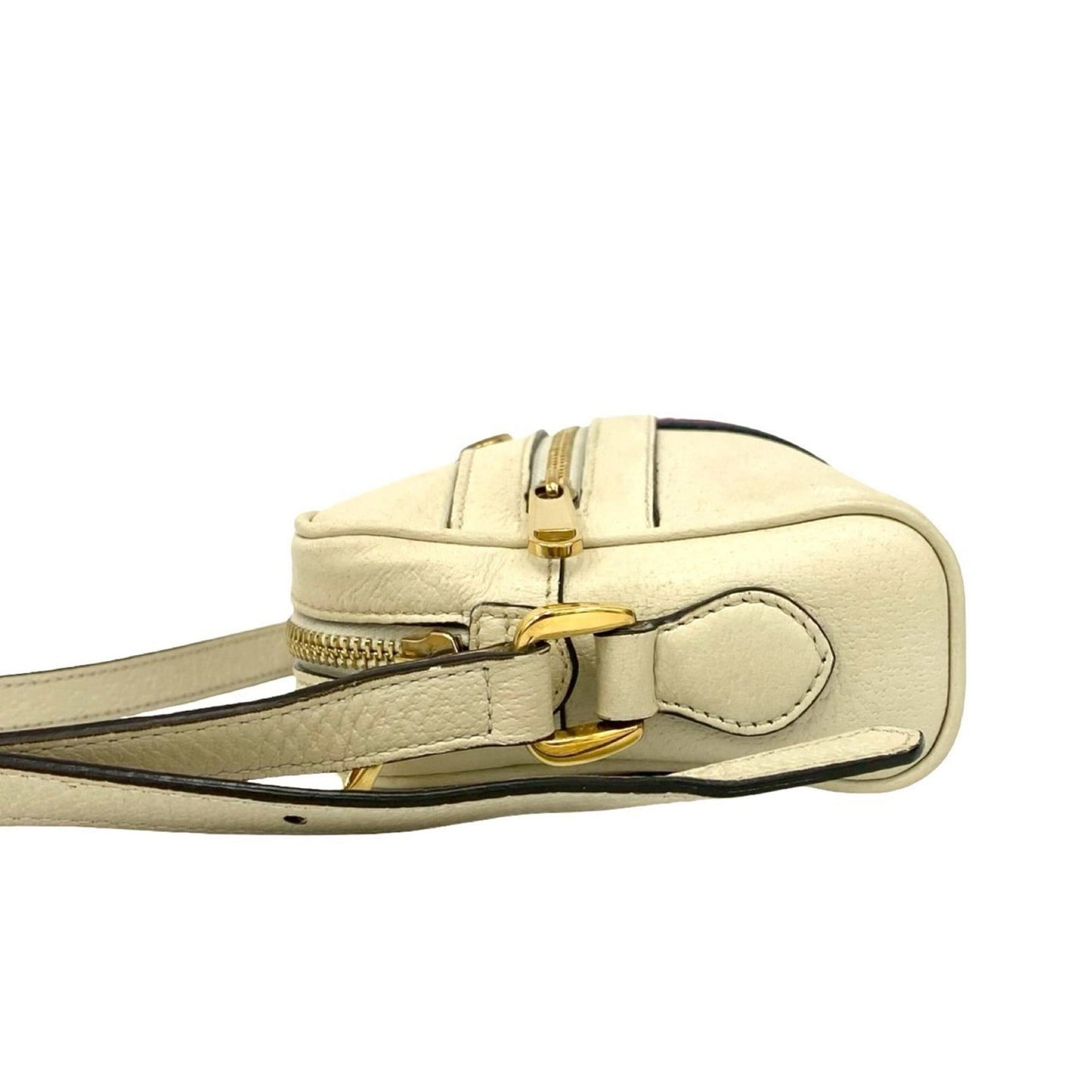 Gucci Navy Red Color White Leather Pochette Shoulder Bag ( )