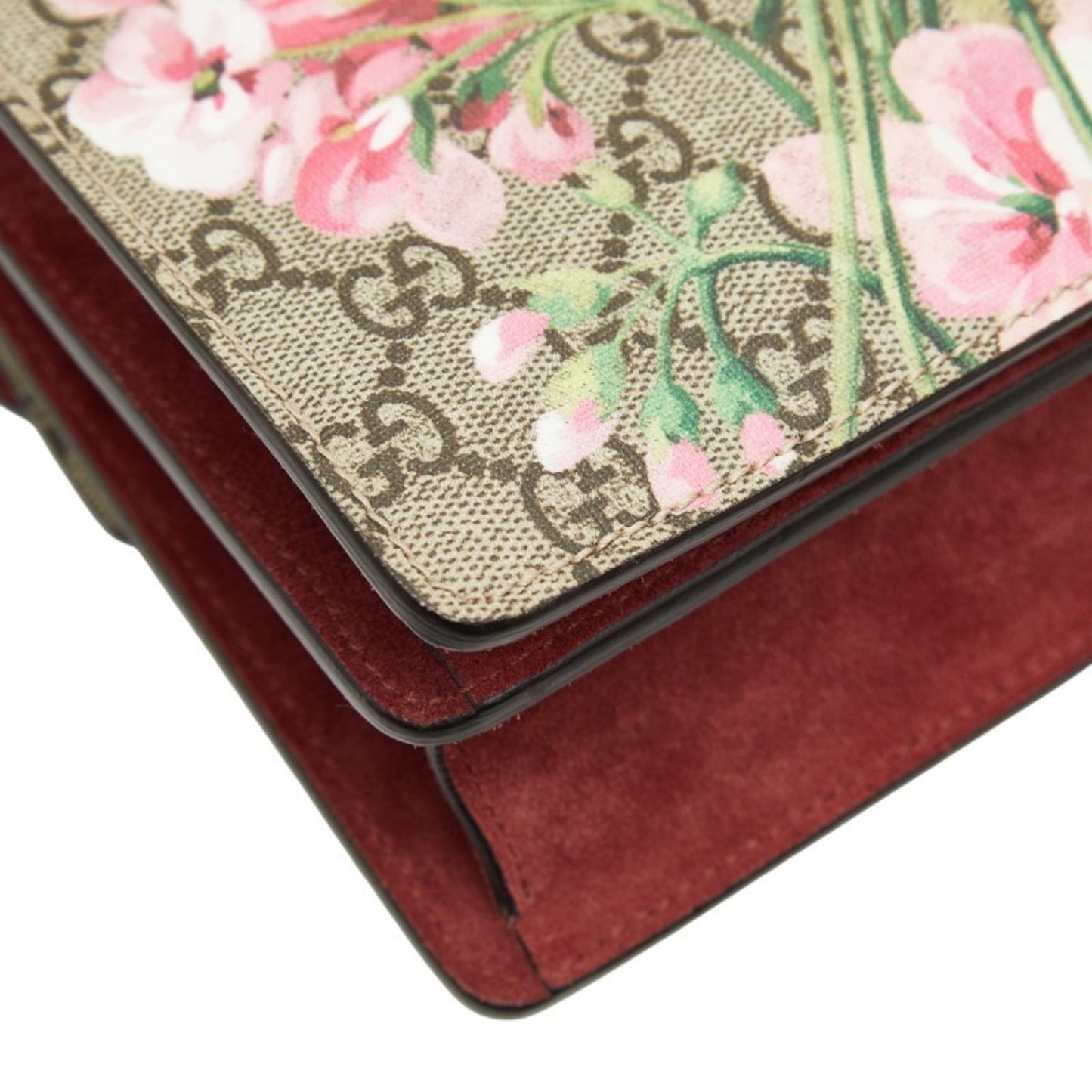 Gucci Beige Red Color Pvc Suede Shoulder Bag ( )