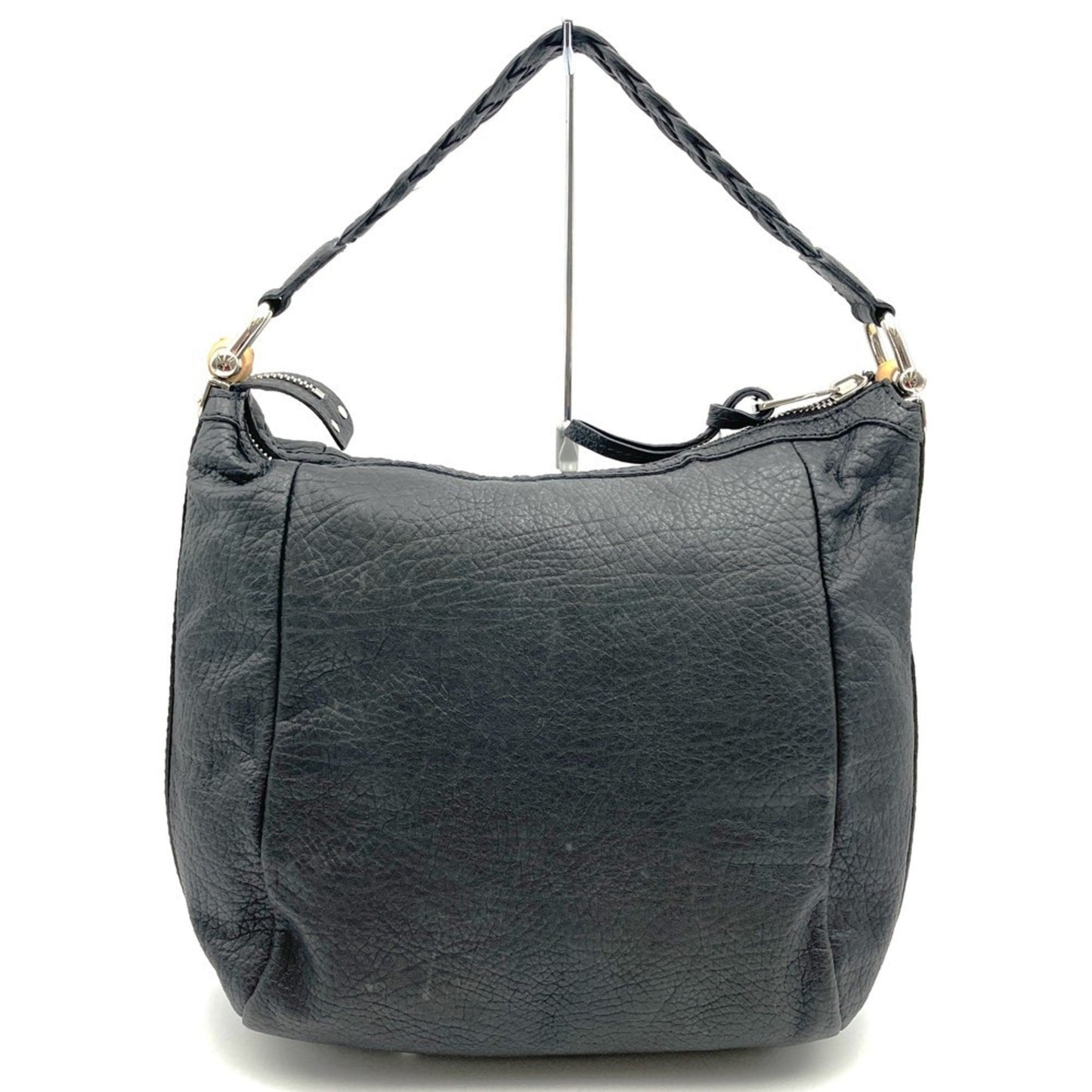 Gucci Black Bamboo Leather Handbag Shoulder Bag ( )