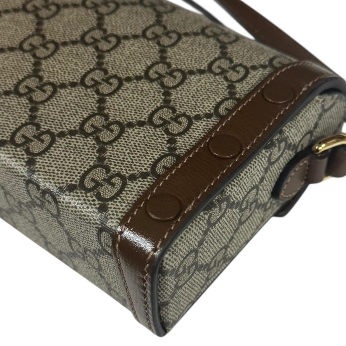 Gucci Horsebit Beige Brown Gg Supreme Shoulder Bag ( )