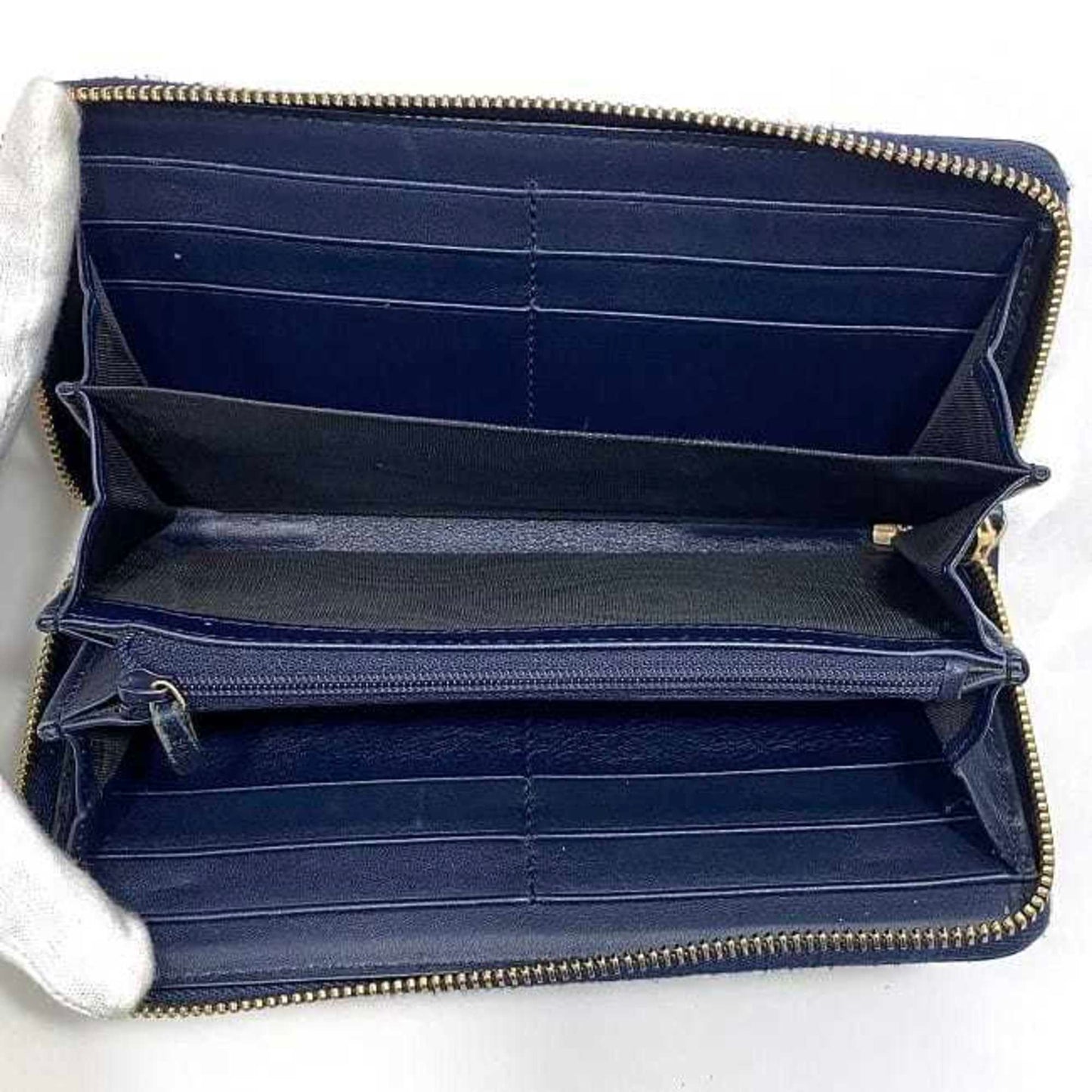 Gucci Navy Leather Long Wallet (Bi-Fold) ( )